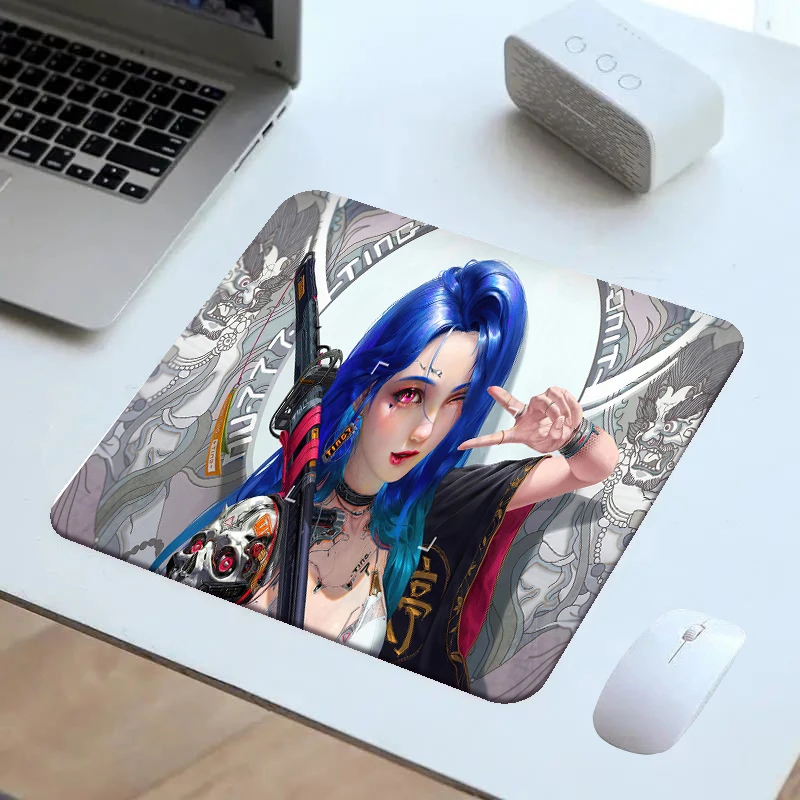

Blue-haired girl anime small mousepad rubber non-slip mouse mat cute mousepads desktop keyboard pad desktop pad laptop mousemats