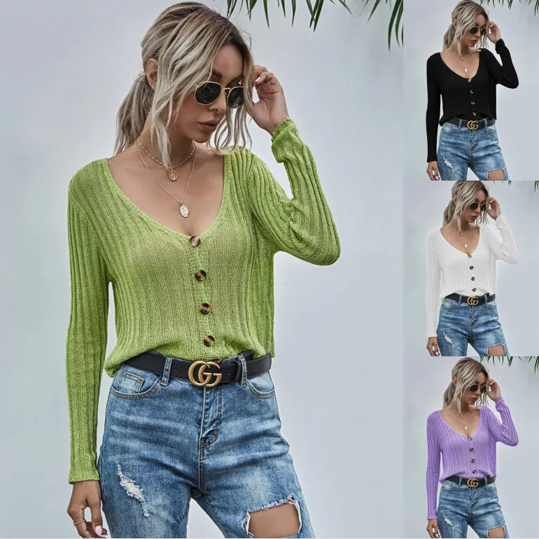 

2022 Autumn Spring Simple Button Cardigan Sweater Coat