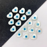 3 pcsbag natural sea shell beads heart shaped blue evil eye mother of pearl pendant diy making charm jewelry accessories