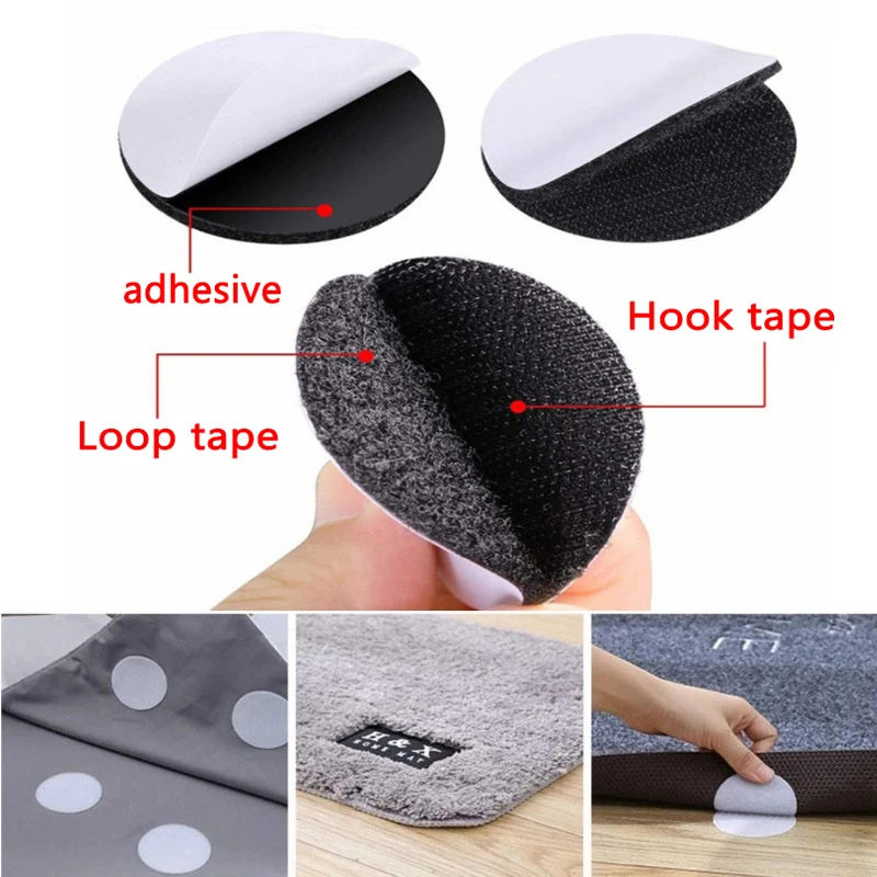 

5/10Pc Non-Slip Stickers Self Adhesive Hook Loop Fastener Tape Locking Dots Bed Sheet Sofa Fix Clip Floor Rug Carpet Mat Gripper