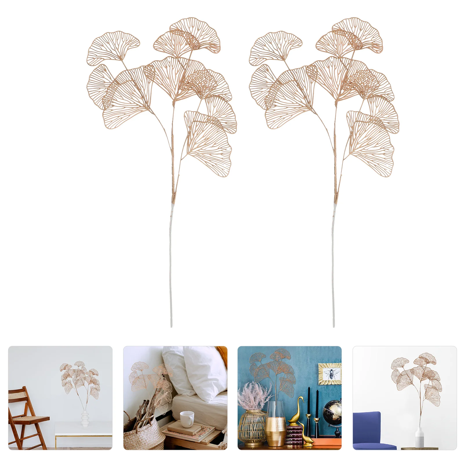 

2 Pcs Artificial Plants Simulated Ginkgo Leaves Decor Wedding Decorate Photo Props Supplies Decorative Bride