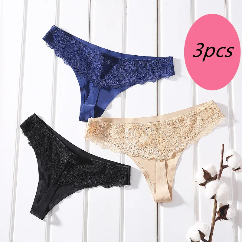 

3 Pieces/Multiple Pieces Ladies Seamless Sexy Panties Low Waist Breathable Sports Underwear Ice Silk Underwear Ice Silk Lace Bot