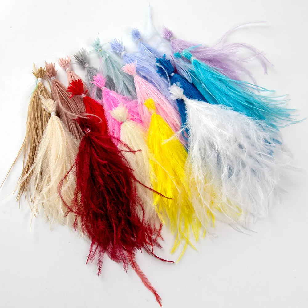 

100pcs/bunch Dyed Ostrich Feather Trim 10-15-18cm Natural Ostrich Plume Craft Jewelry Making Clothes Dress Accessory Decoration