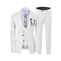 men dress blazers pants vest 3 piece set male wedding new 2022 spring autumn business formal plaid suit slim fit coat trousers