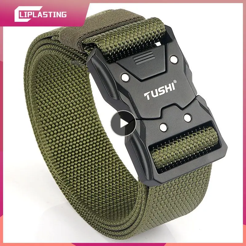 

New Unisex Elastic Belt Hard Alloy Quick Release Buckle Tough Stretch Nylon Men's Military Tactical Belt Work Camp Accessories