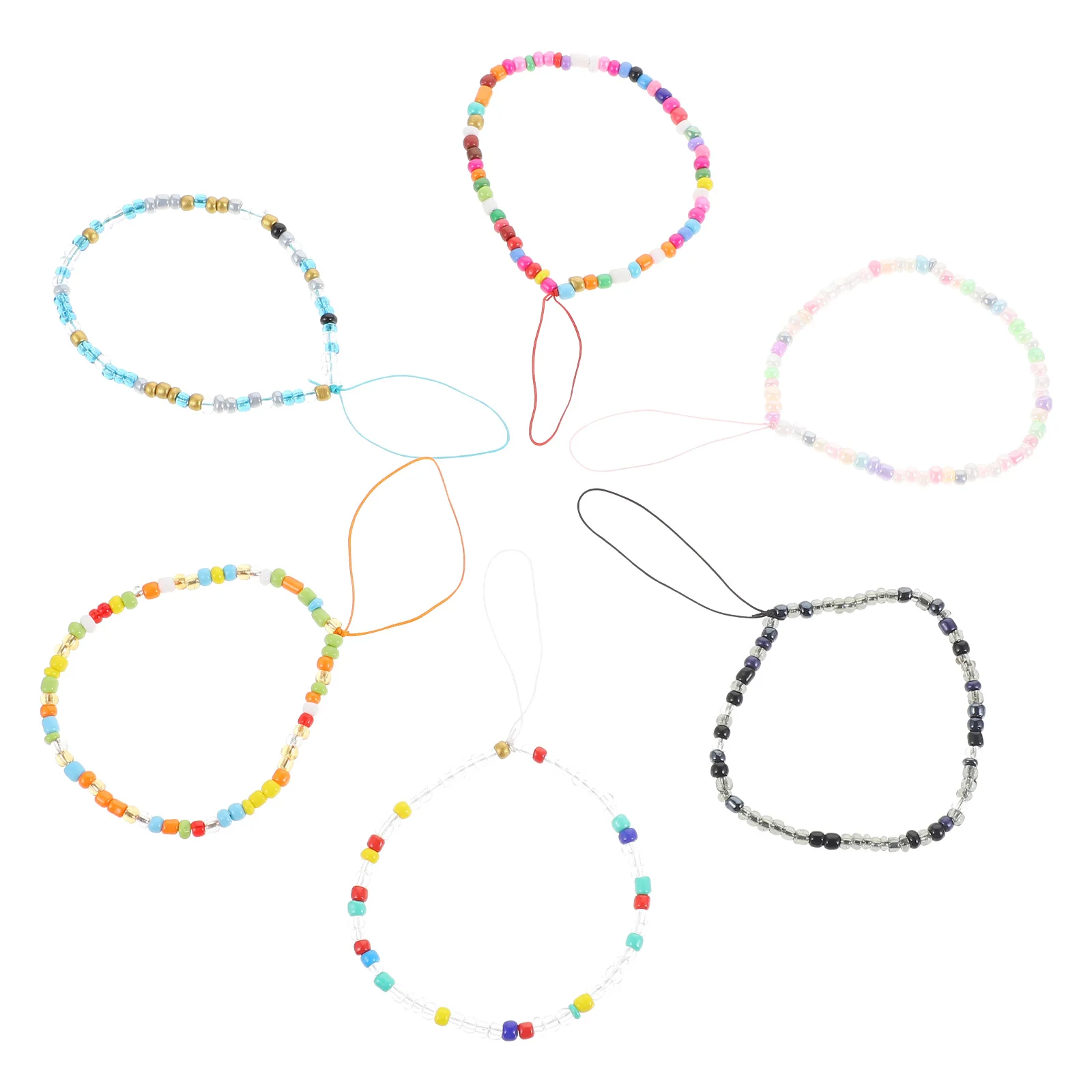 

6Pcs Stylish Mobile Phone Rope Beads Phone Hanging Strap DIY Phone Accessory