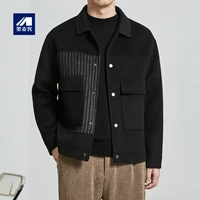 mens 2022 winter new wool double sided tweed mens coat splicing tweed jacket mens