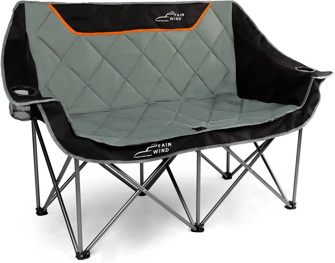 

Padded Camping Chair Folding Loveseat Double Duo Chair Heavy Duty Quad Fold Chair Arm Chair with Cup Hold - Supports 650 LBS Bla