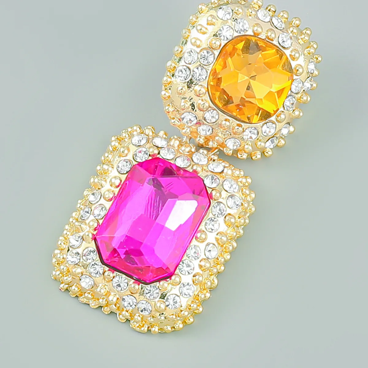 Vintage Square Green Crystal Dangle Earrings for Women Europe Style Luxury Banquet Party Jewelry Accessories 2023 Trend Brincos