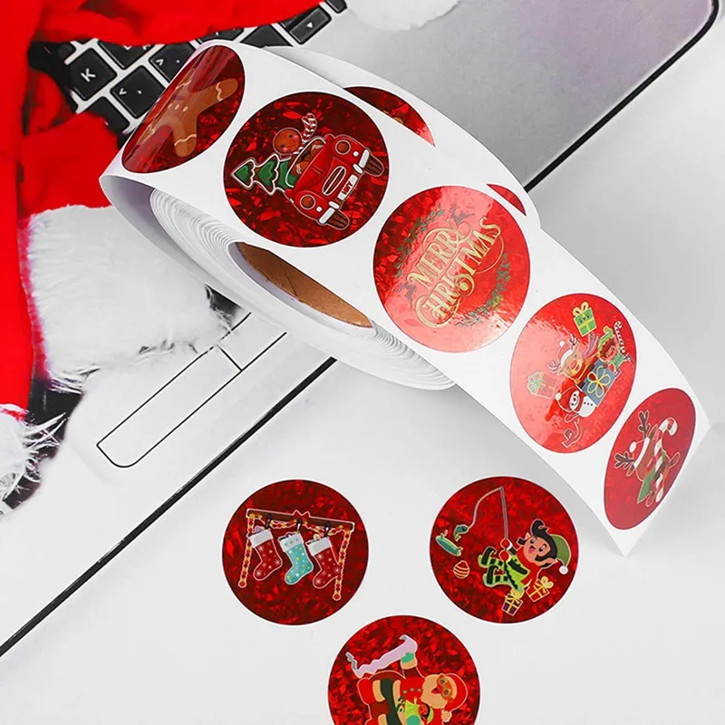 

500Pcs/Roll 3.8cm Roll Stickers Christmas Day Decoration Gift Collection Sticker Xmas Self-Adhesive Seal Labels Stickers