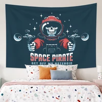 astronaut spaceman skeleton weapon dark style tapestry wall hanging bohemian hippie planet psychedelic witchcraft room decor