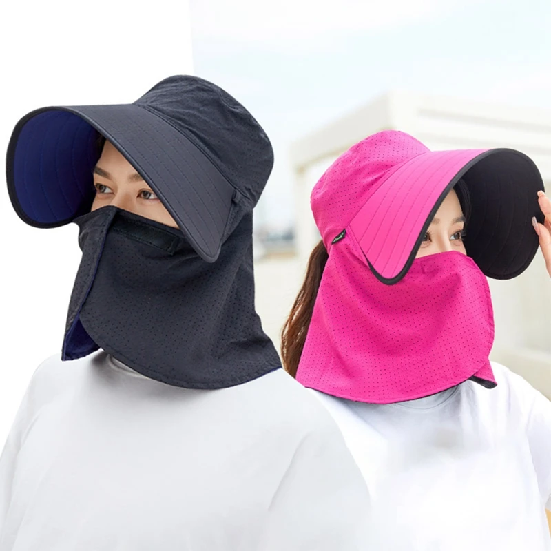 

Quick-drying Mesh Breathable Sun Hat for Men Women Summer Outdoor Face Mask Wide Brim Bucket Hat Sun Protection Wide Brim Cap