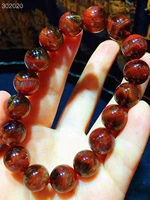 natural red auralite 23 cacoxenite beads gemstone bracelet 12mm canada women men clear round beads stretch rarest jewelry aaaaa