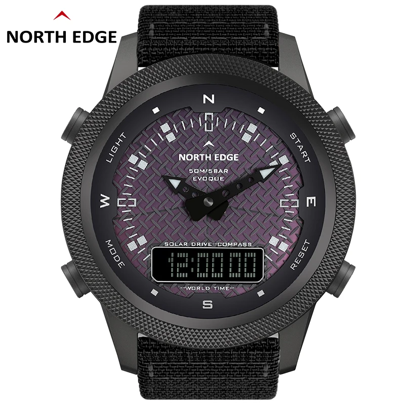 Мужские водонепроницаемые электронные часы NORTH EDGE с секундомером и компасом