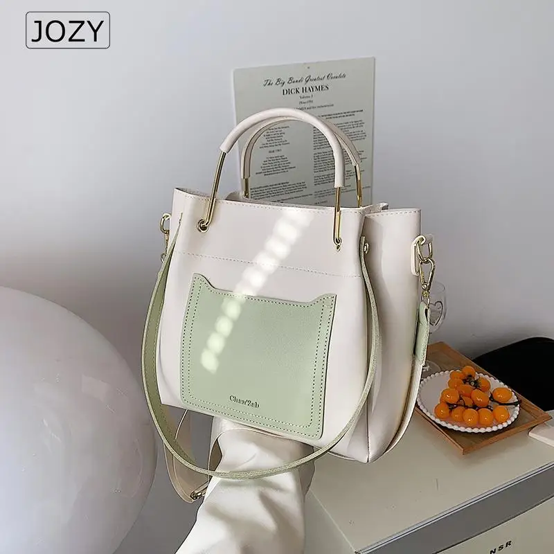

JOZY 2022 Casual Women Tote Bag Designer Simply Leather Shoulder Bags Bucket for Ladies Luxury Crossbody Large Capacity Handbags