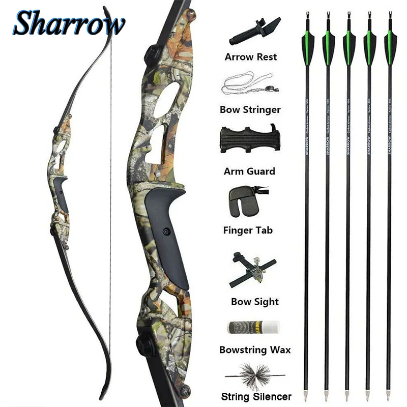 

56inch Archery Recurve Bow 30-50lbs 3colors F179 Metal Bows with Spine 500 Carbon Arrow Outdoor Hunting Shooting Accessories
