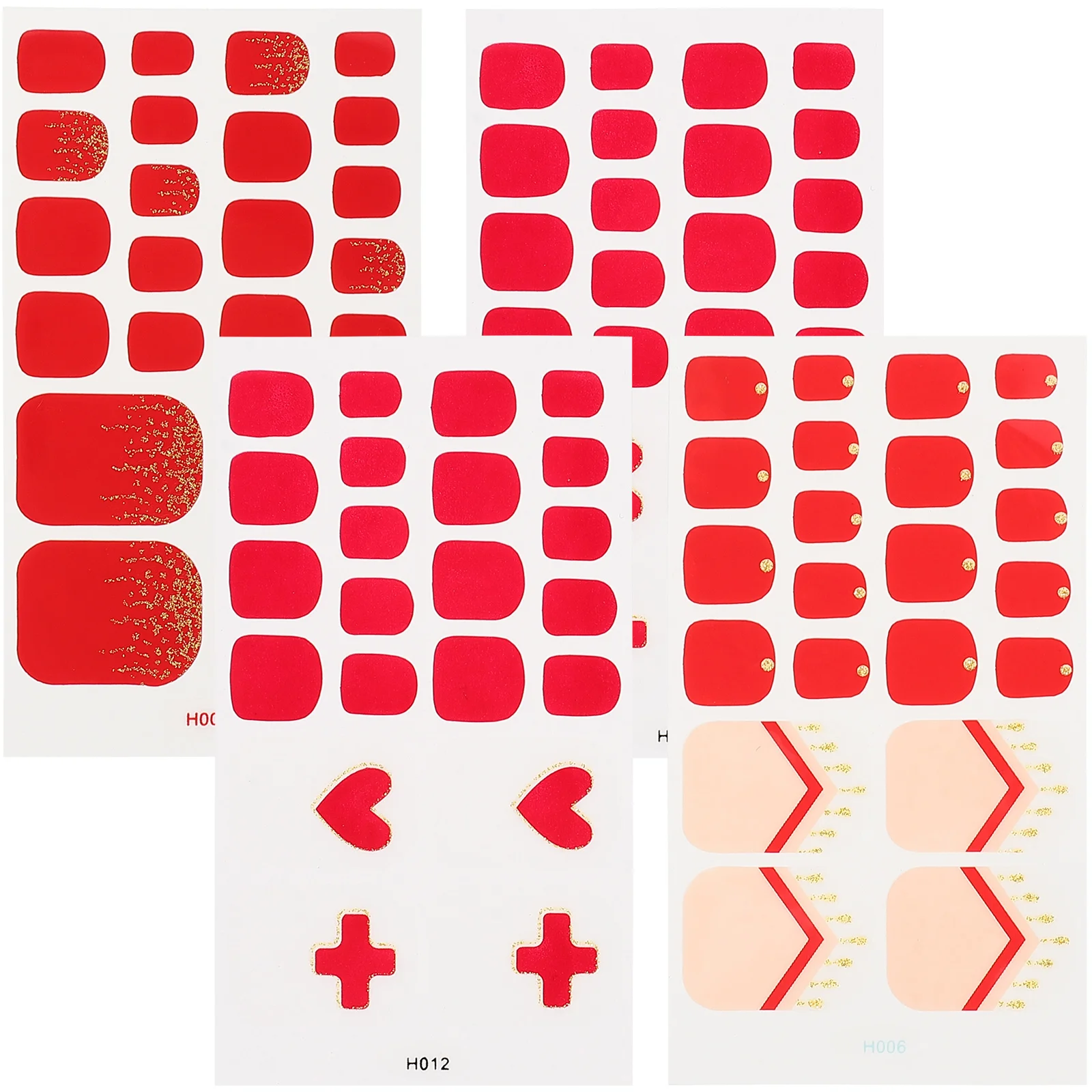 

4 Sheets of Practical Self-adhesive Full Wrap Nail Strip Nail Decals for Salon Toenails Home
