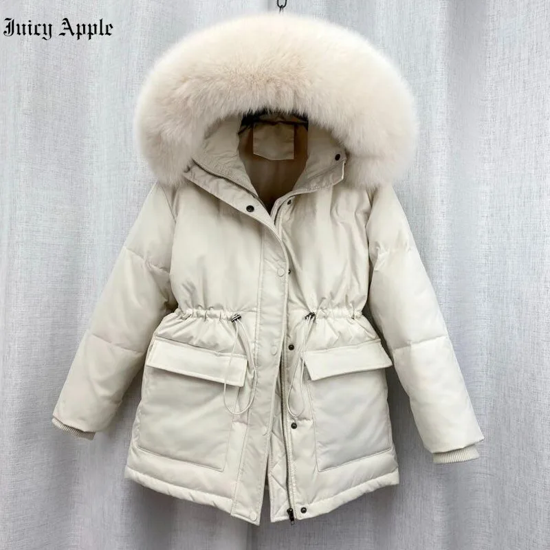 Women's Winter Parkas 2022 Padded Fur Parka New Big Fur Jacket Woman Thick Warm Coats Streetwear Zipper Pockets Female Outerwear