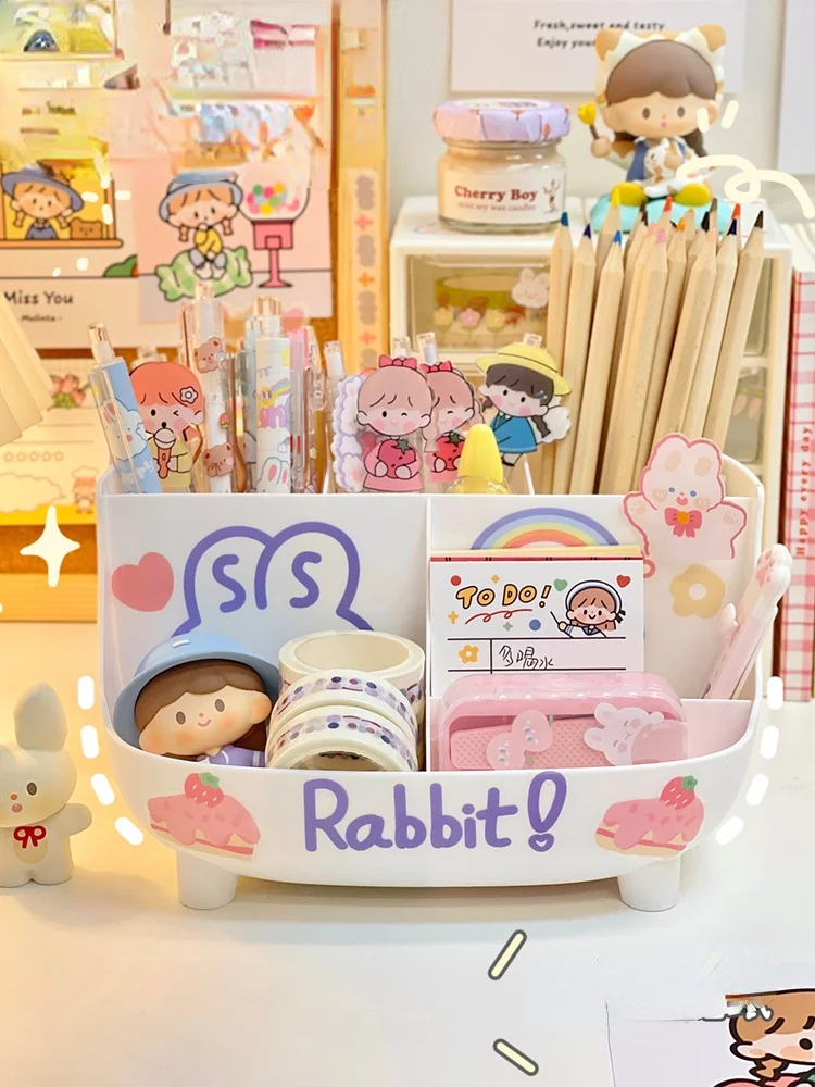 Японская кавайная настольная коробка для хранения большой емкости органайзер
