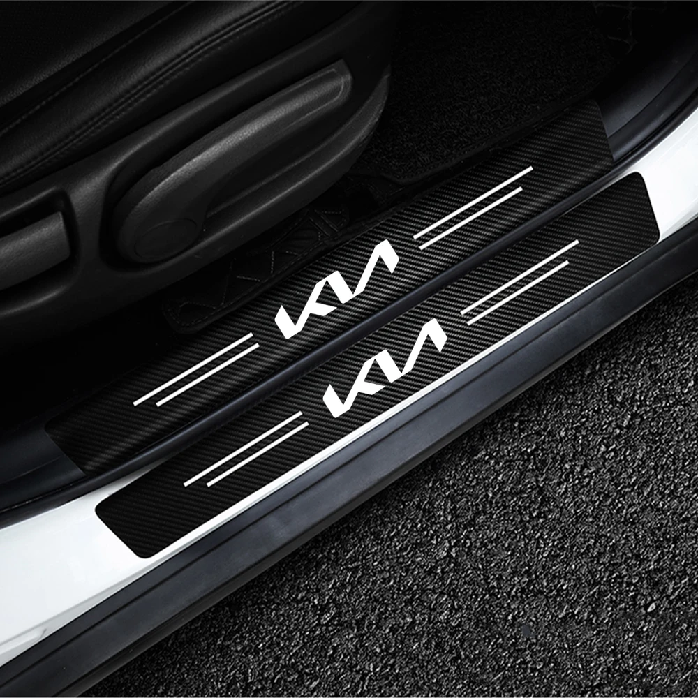 

4pcs Car Sticker Door Carbon Fiber Sill Plate Trunk For KIA EV6 Soul Seltos Sportage Niro Sorento Telluride Rio Forte K5 Stinger