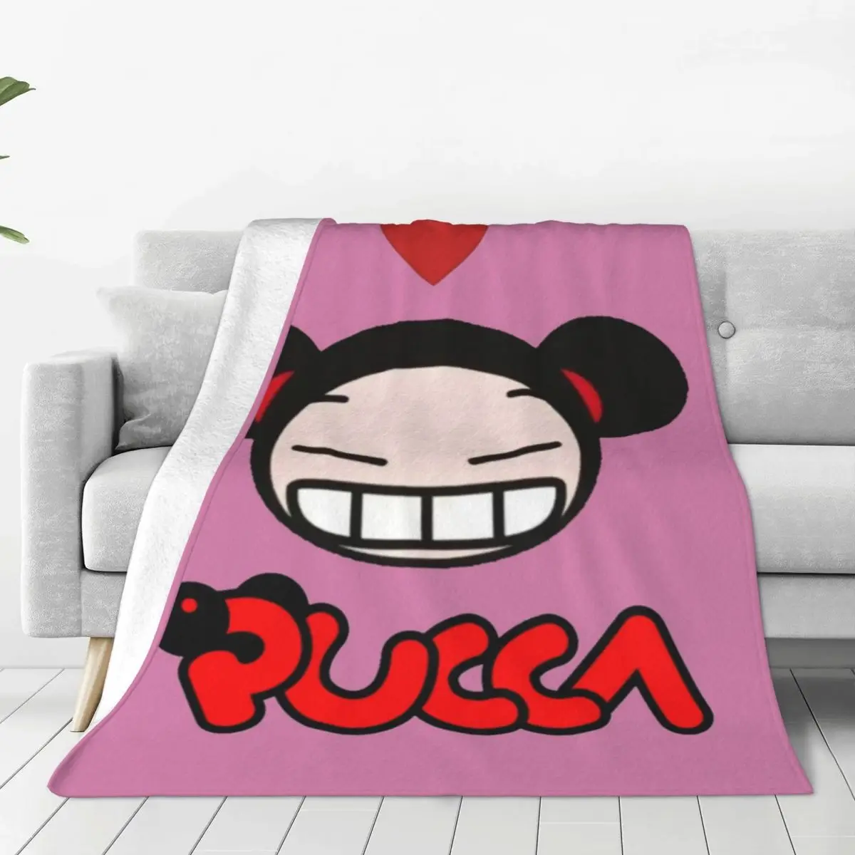 

Вязаные одеяла Pucca Love garu, красивые милые корейские Мультяшные аниме пушистые одеяла, украшение для кушетки, легкое покрывало