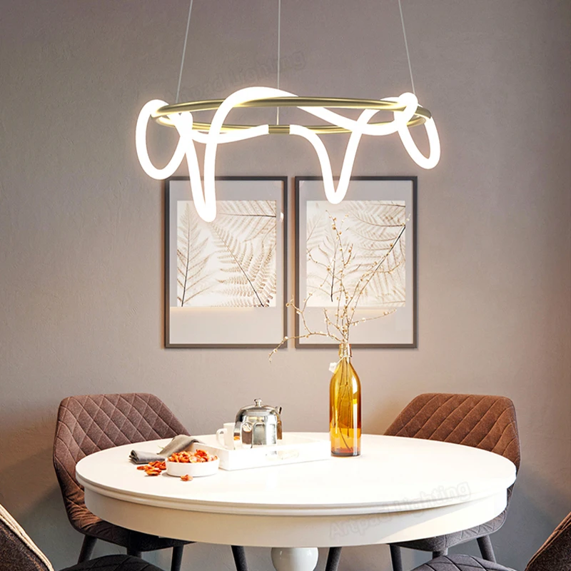 Nordic Pendant lamp Silicone Light Strip Modern Living Room Lamp Long Ceiling Haigng Lamp Multi-styling Dinning Room Lighting