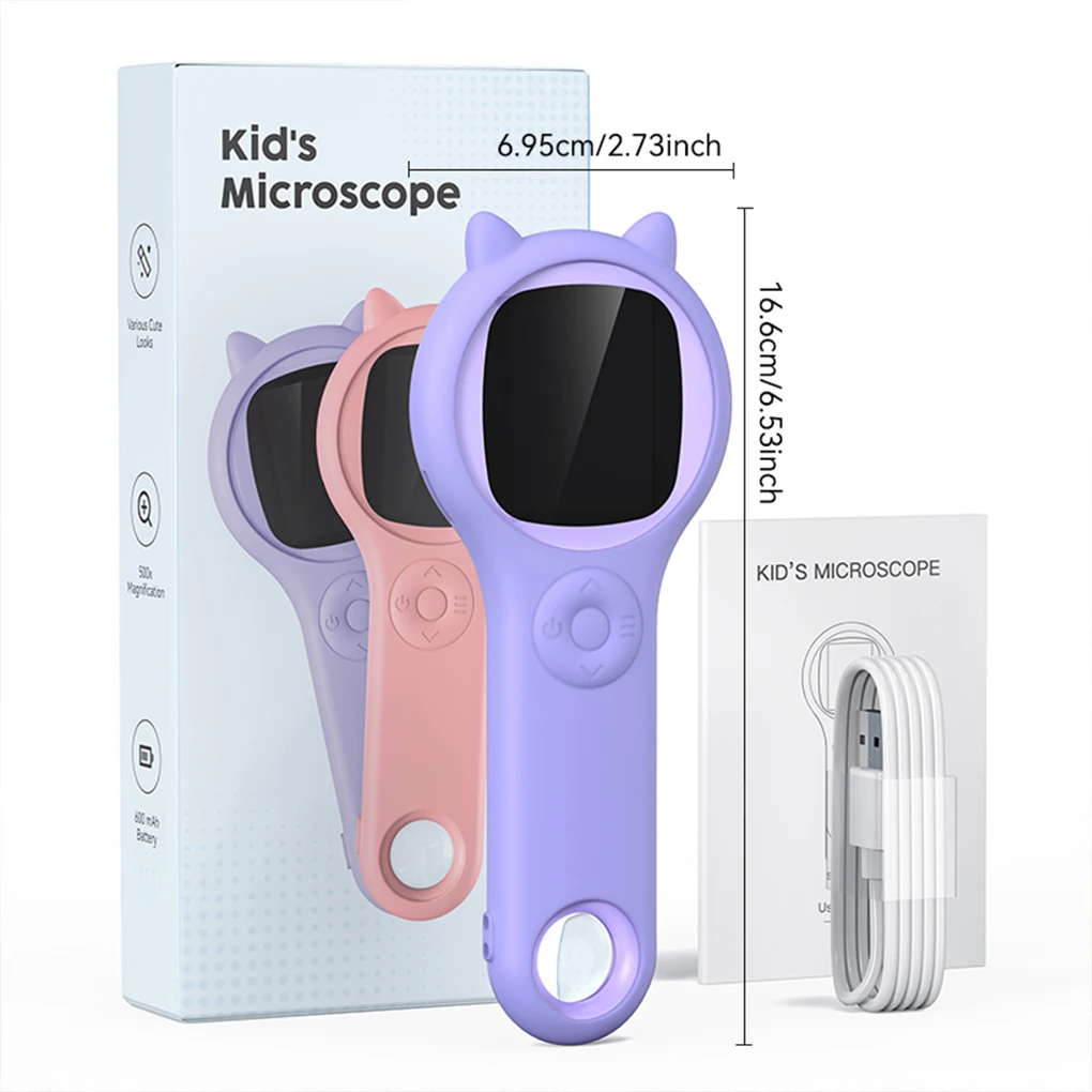 Мини-детский оптический микроскоп с функцией фото-видео 500X USB зарядка