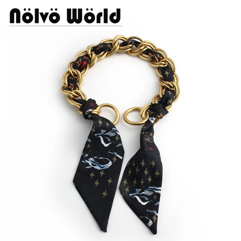 

1pc 67cm 4 Colors Handbag Metal Chains With Ribbons Purse Shoulder Bags Strap Fashion Chain Replacement Belts Accessories