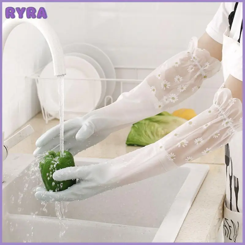 

Waterproof Rubber Gloves Pvc Lighten The Cuffs Dishwashing Artifact Dishwashing Gloves Household Extension Anti-puncture