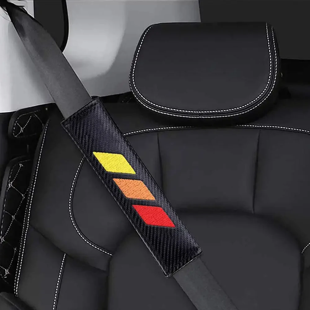 

2pcs For Toyota Highlander Rav4 Embroidered Tri Color Car Safety Seat Belt Shoulder Pad Protector Seatbelt Clips Cover Lether
