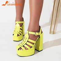 big size 35 48 brand new female thick high heels sandals fashion solid platform summer womens sandals party sexy shoes woman