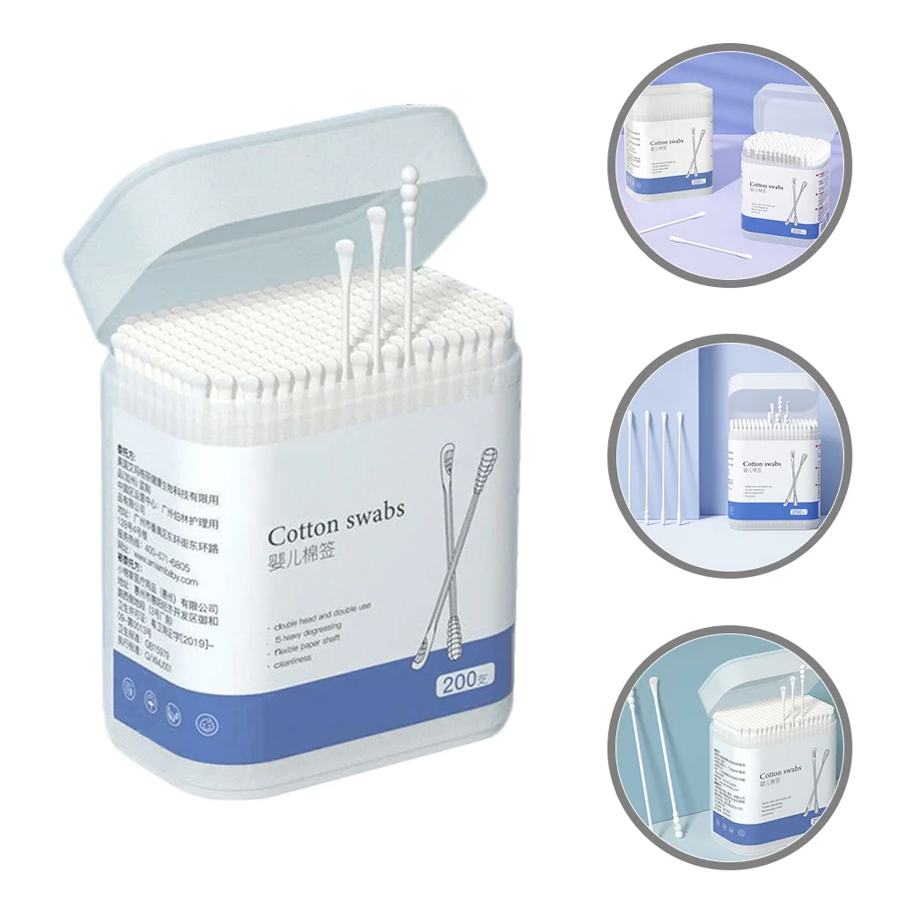 

1 Box Disposable Cotton Stick Double-end Cotton Swab Baby Ear Wax Cleaner