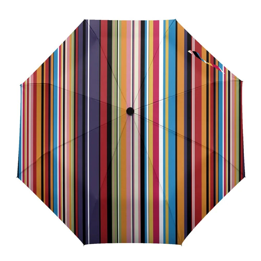 

Mexico Style Colorful Stripes Print Women Men Rain Umbrella Three Folding Girl Durable Portable Automatic Umbrellas Gift Parasol