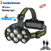 brightest 4t64xpecob headlight 8 modes lighting waterproof usb charging headlamp electric display outdoor camping night light