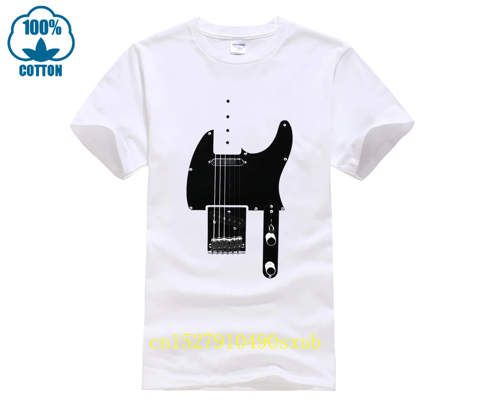 Фото Мужская футболка с мультяшным принтом Fun Telecaster Body, летняя модная уличная футболка с короткими рукавами №1