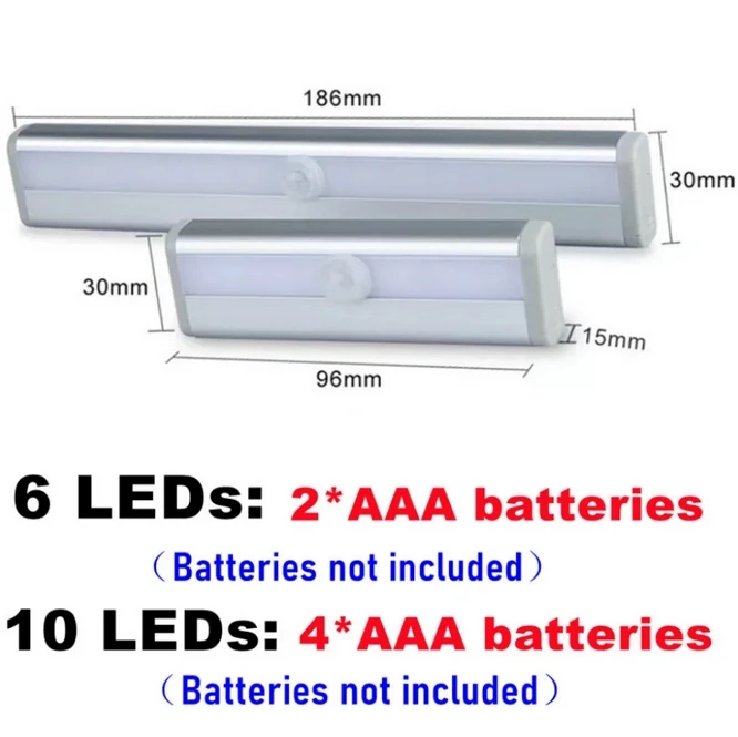 

LED Motion Sensor Closet Light Kitchen Bedroom Stairway Wardrobe Cabinet hallway Wall Lighting Lamp Night Light Cold Warm Lamp