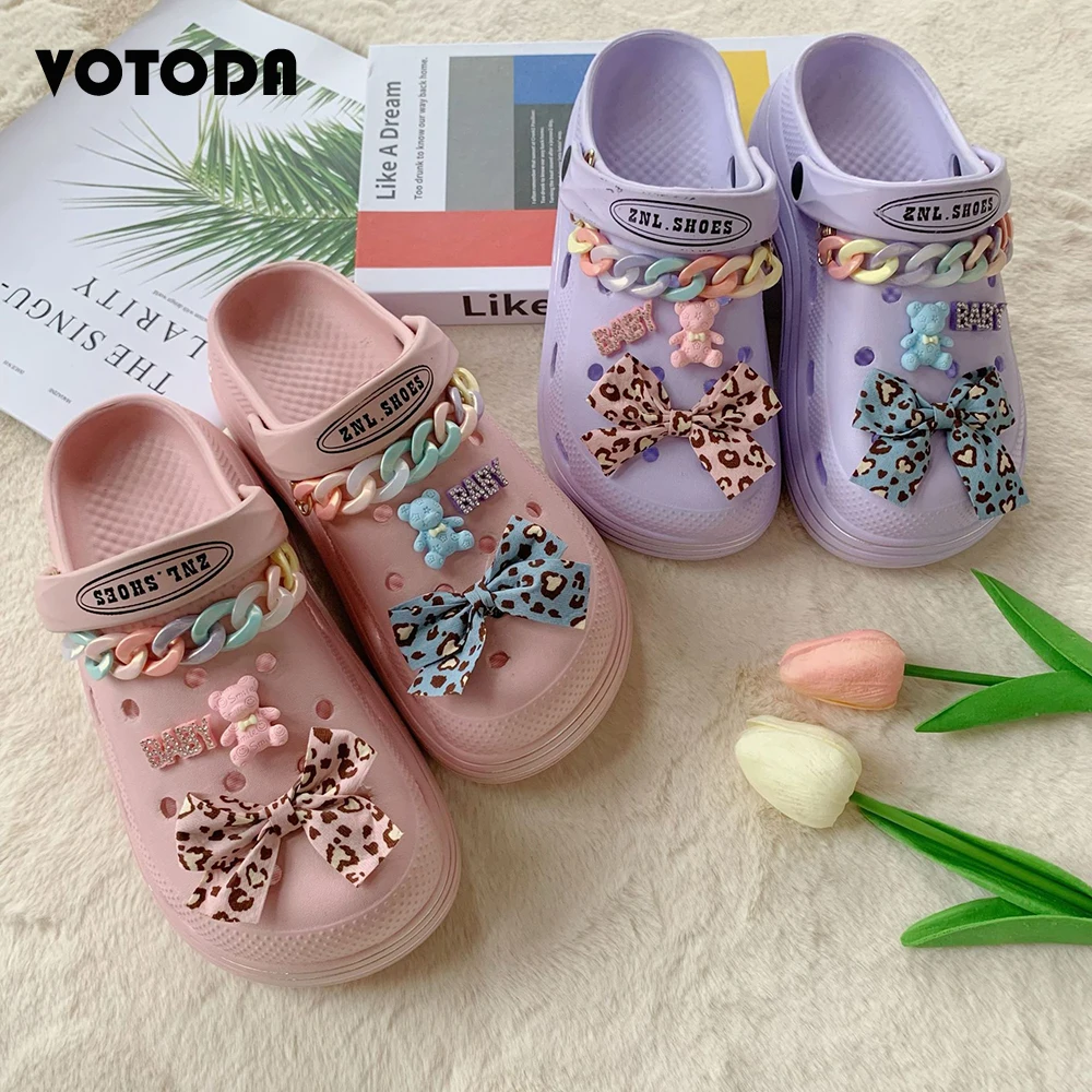 Милые аксессуары для обуви Croc мультяшный мишка тедди очарование Crocs бант