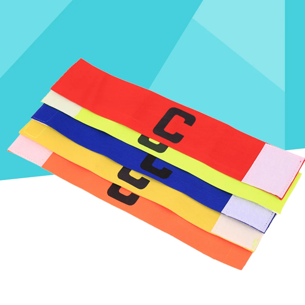 

5 Football Soccer Elastic Captain Armband Adjustable Soccer Basketball Bands 5 Colors