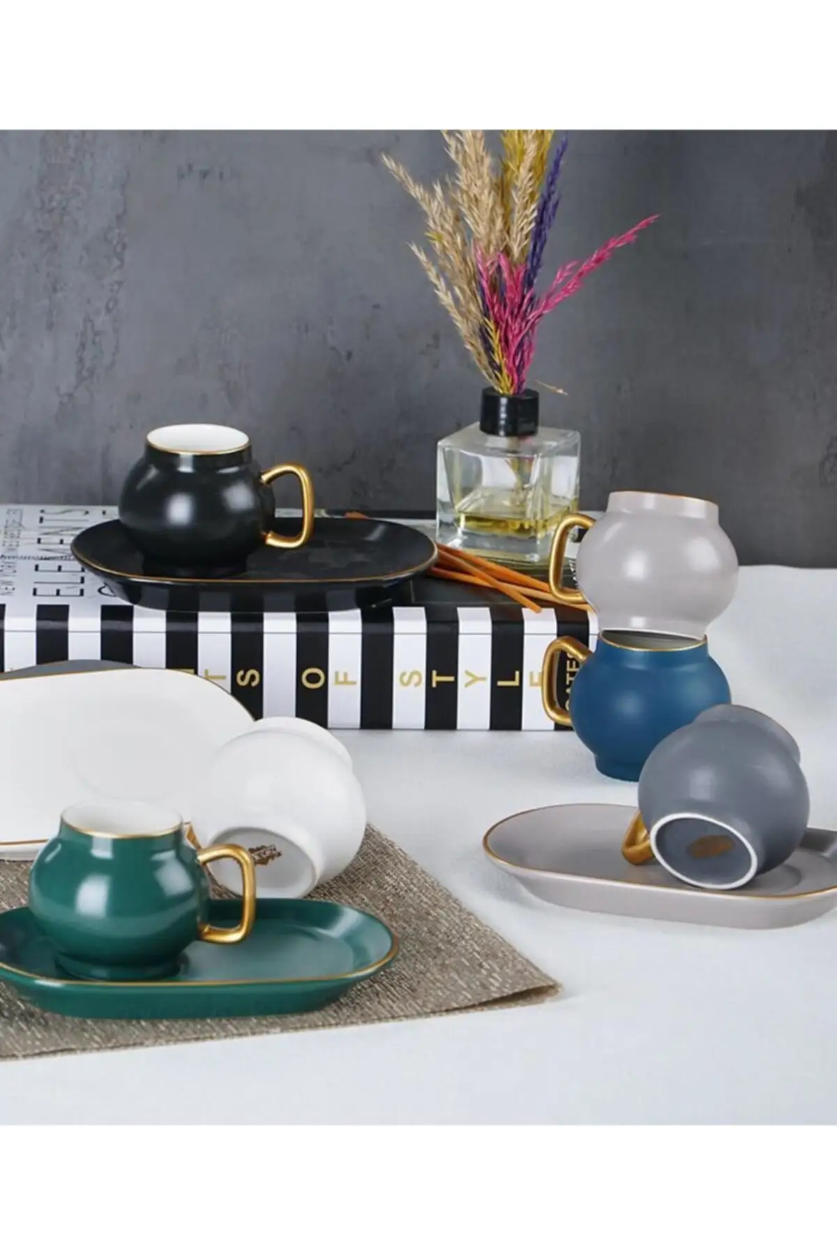 

Amazing Turkish Greek Arabic Coffee & Espresso Cup Set 6 Psc. Porcelain Coffee Cup Set Colorful Dowry Assignment