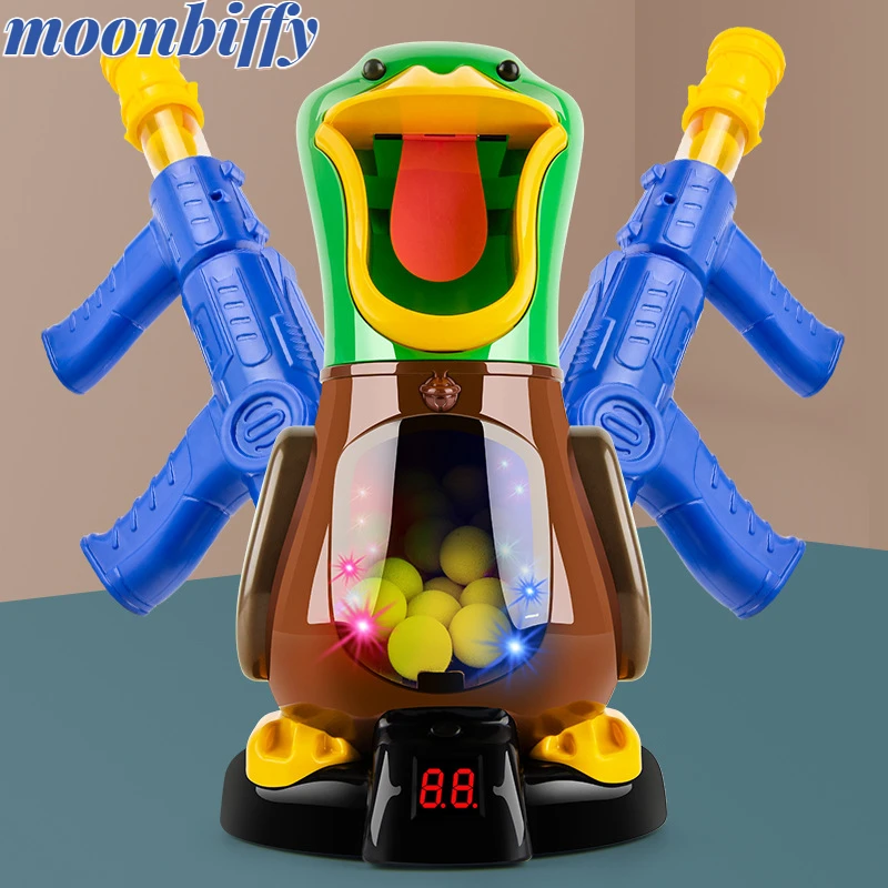 

Novelty Shooting Duck Toy with Light Hungry Shooting Duck Air-powered Gun Soft Bullet Ball Electronic Scoring Battle Games Kids
