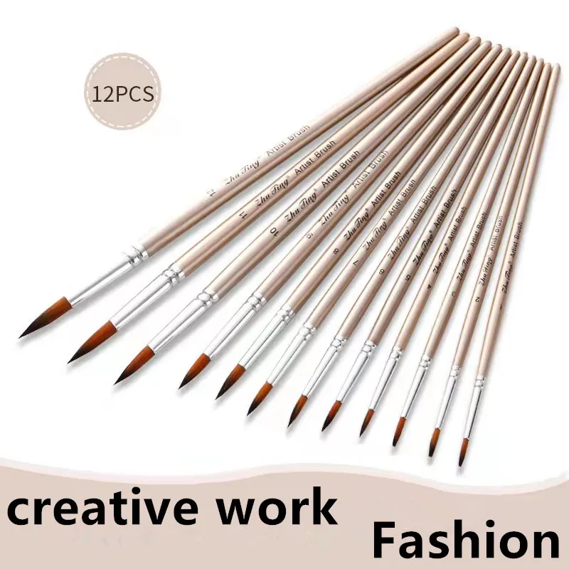 

12 nylon brushes rose gold watercolor brush gouache watercolor acrylic brush brush pen paint brush acrylic paint brushes art