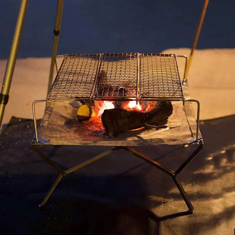 Портативный складной гриль для барбекю из нержавеющей стали кемпинга и рыбалки