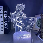 Популярная игра Genshin Impact акриловая 3D иллюзия светодиодный ночсветильник Venti фигурка Декор для дома спальни 16RGB Изменение касания подарок для детей лампа