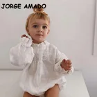 Осень 2021, боди для маленьких девочек и мальчиков, однотонный льняной хлопковый комбинезон с длинными рукавами, повседневная одежда для новорожденных, E02