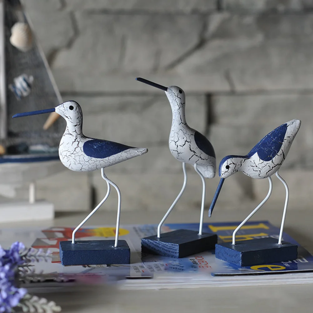 

Seagull Bird Nautical Statue Sculpture Decor Coastal Wooden Figurine Beach Sea Figurines Ornaments Decoration Ornament