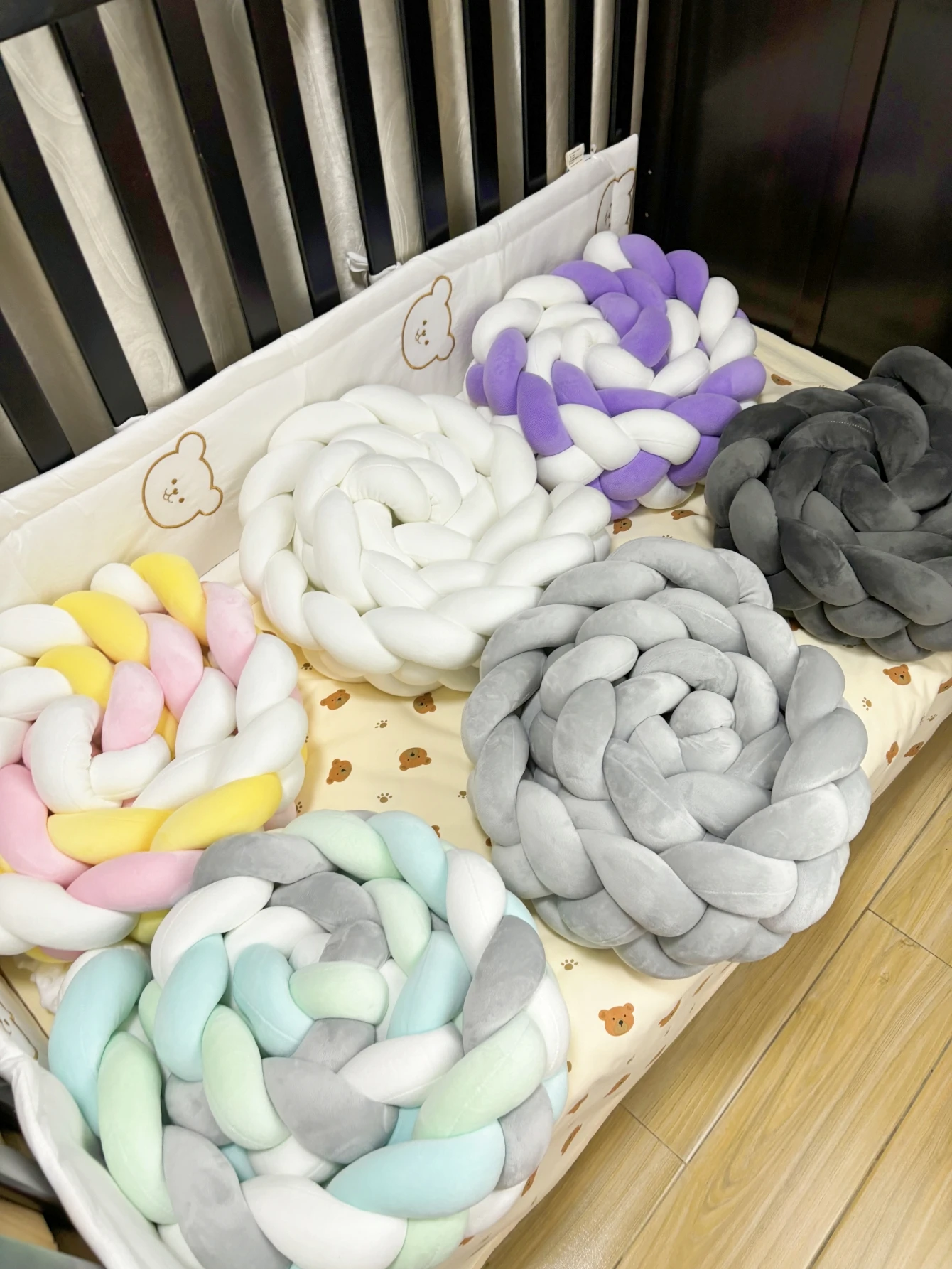 Бампер для детской кроватки 1 м 2 3 защита колыбели завязанная плетеная мягкая