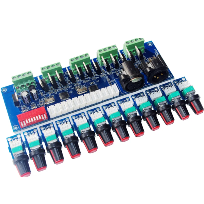 

DC 12 В 24 В ручка переключателя 12-канальный светодиодный декодер DMX512 4 группы 12CH * 2A 24A DMX512 XRL 3P RJ45 контроллер для светодиодный Ной лампы