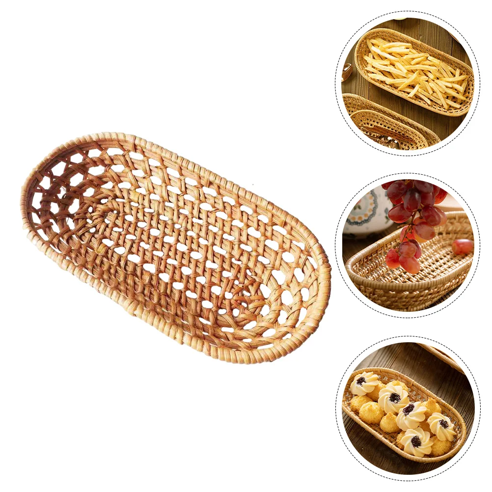 

Rattan Storage Basket Flower Creative Container Sundries Organizer Hand-Woven Delicate Photo Prop