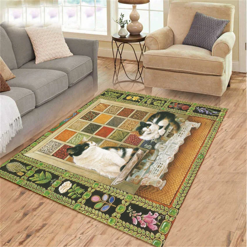 

Carpet For Living Room Rectangle Home Bedroom Bedside Rug wonderful animal cat Kitchen Floor Door Mat Absorb Oil Area Rug