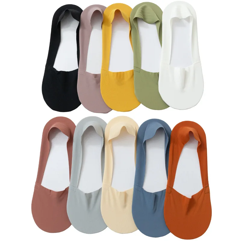 Women's Boat Socks Summer Non-Slip Tight Ice Silk Thin Invisible Socks Three-Dimensional Heel Shallow Mouth